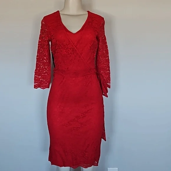 New York & Company | Dresses | New York And Company Red Lace Dress2 |  Poshmark
